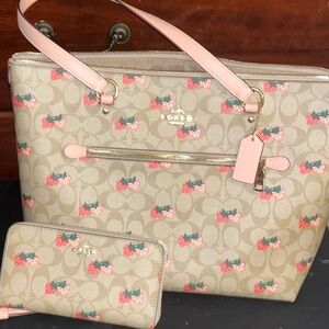 Coach Strawberry tote and wallet